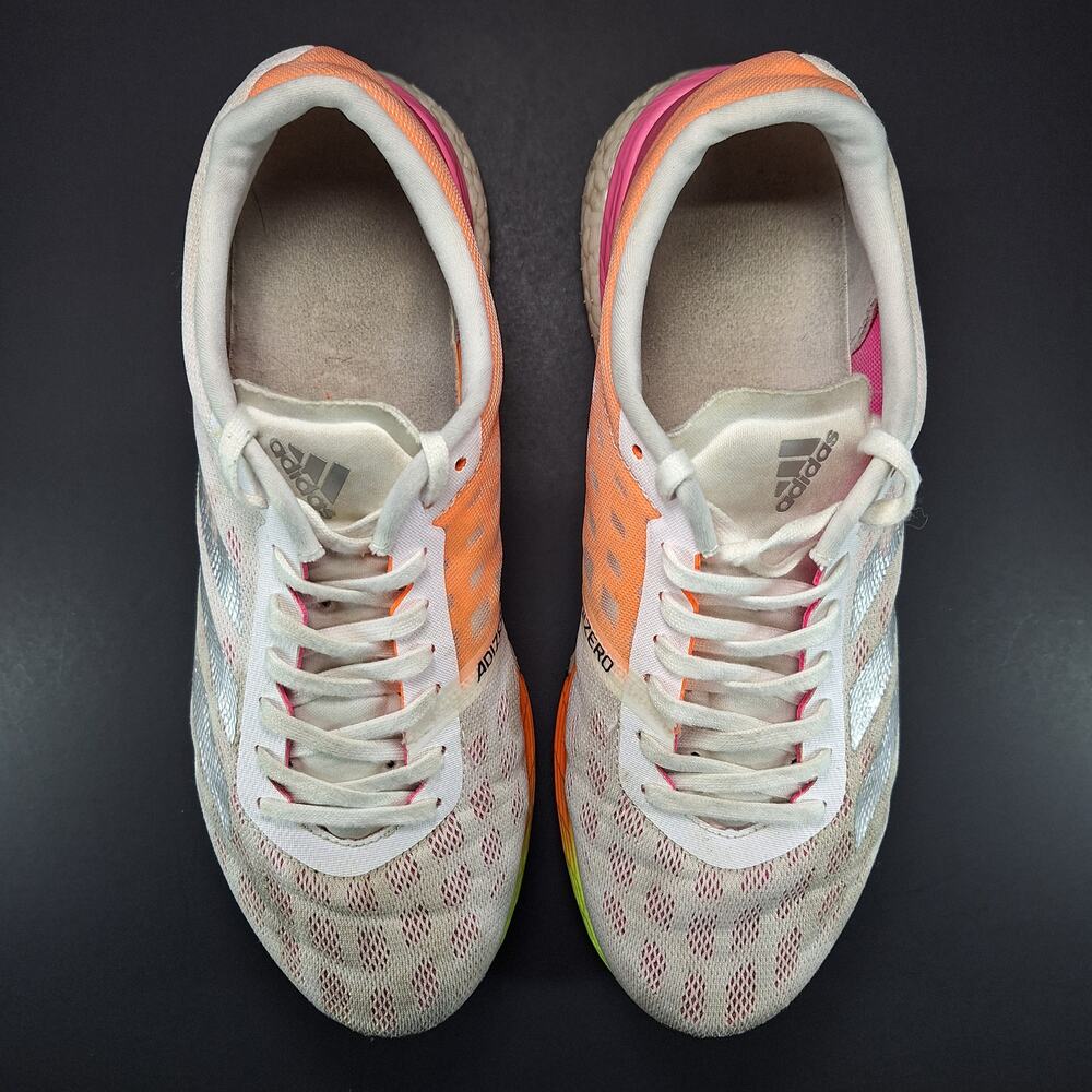 Adidas Adizero Boston 9 Womens 10 White Screaming Pink H68744 Running Shoes - Picture 9 of 14
